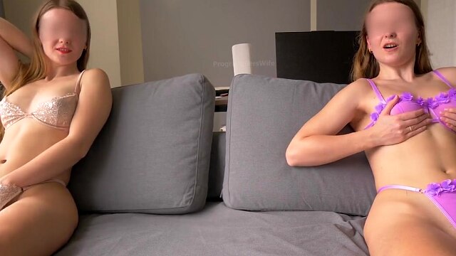 Lesbians watch each other masturbating 2 Orgasms