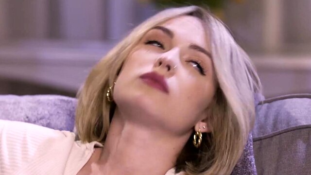 ADULT TIME - Lilly Bell CAUGHT PILLOW HUMPING By Roomie Cami Strella! DOUBLE DILDO LESBIAN FUCK!