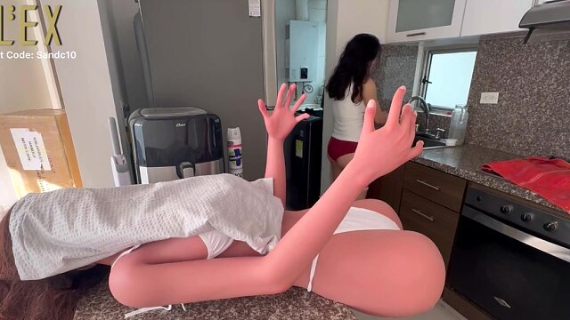 My hot tongue penetrates the breasts of the Zelex doll