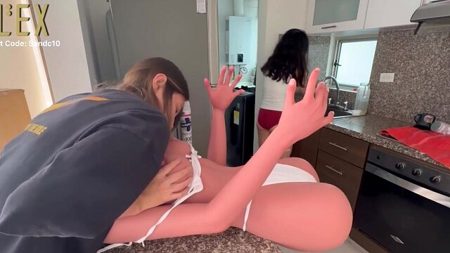 My hot tongue penetrates the breasts of the Zelex doll