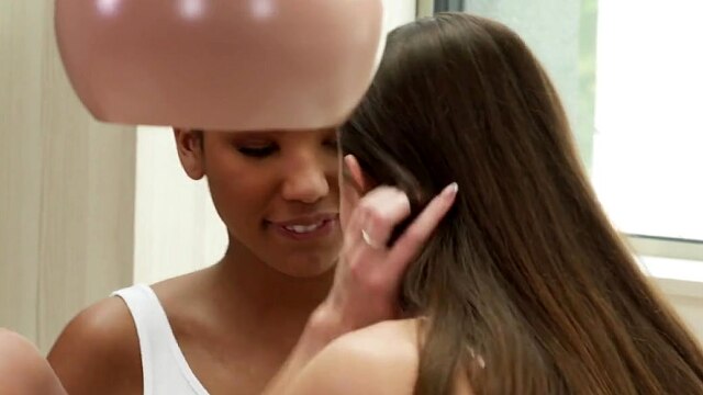 Interracial beauties enjoy passionate lesbian sex