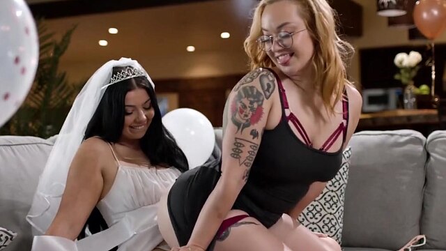 GIRLSWAY - Naughty Redhead Emma Magnolia Teases Bride Bestie Holly Day With Lap Dance