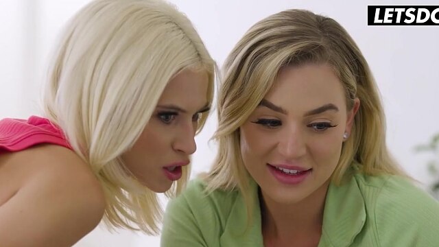 Blonde Lesbian Roommates Romantic Threesome with Step Mom