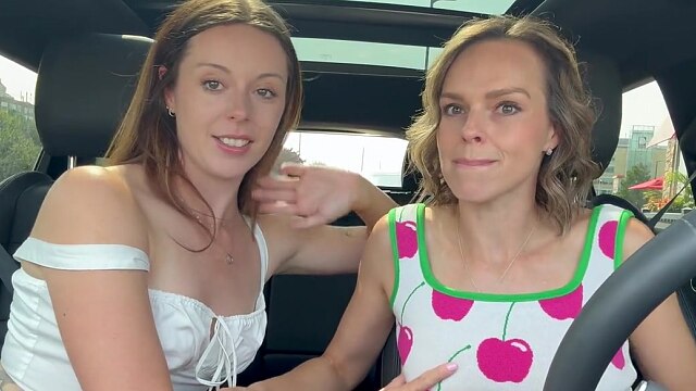 Nadia Foxx and Serenity Cox Using Lush Remote-Controlled Vibrators in Public Drive-Thru Cumming Hard