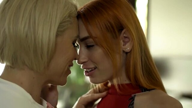 MILFED - Blonde Milf Helena Locke Undresses Her Step Daughter Delilah Day Revealing Her Pink Pussy