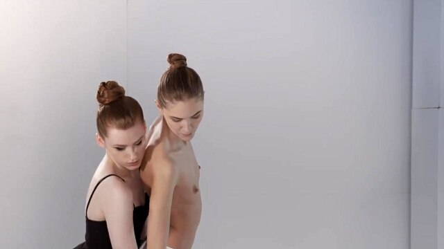 Ballerinas Mia Reese and Rossy Bush Have Strapless Dildo Fun