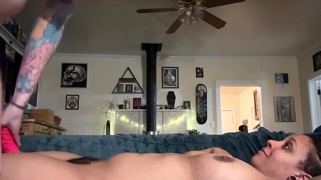Tribbing with Double Dildo Until Screaming Orgasm