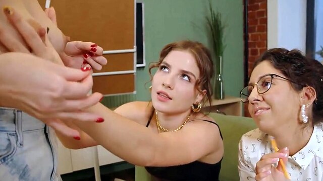 VIP4K. Sexy boss knows how to satisfy her assistant and new office worker