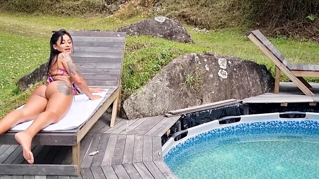 Three Colombian Women Fuck Each Other by the Pool - Mariana Martix