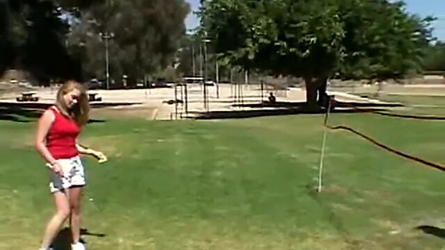 Two teenage lesbians licking each other's pussy outdoors