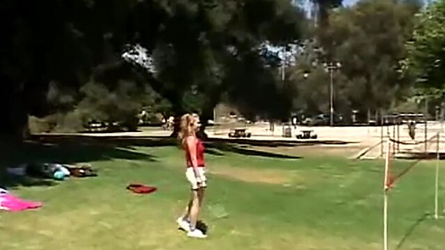 Two teenage lesbians licking each other's pussy outdoors