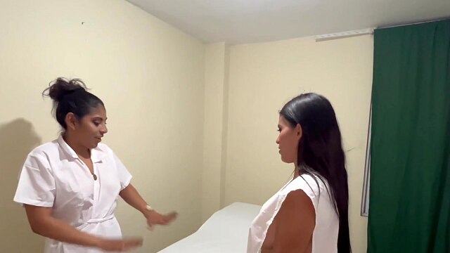 Lesbian sex with the masseuse